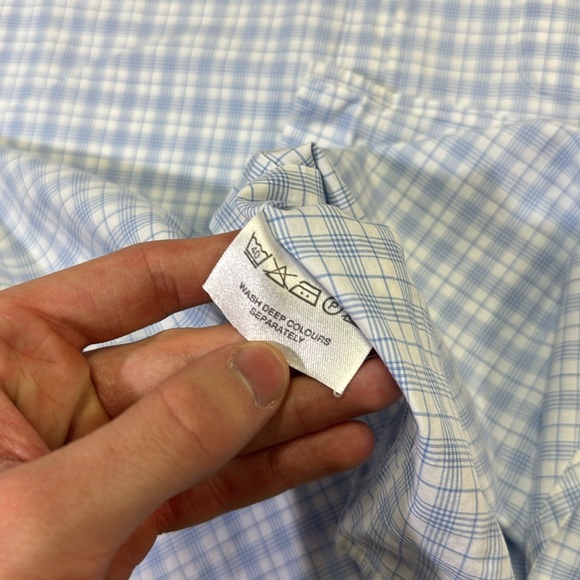Dunhill mens M Medium blue white check plaid button up casual shirt EUC - Picture 5 of 5